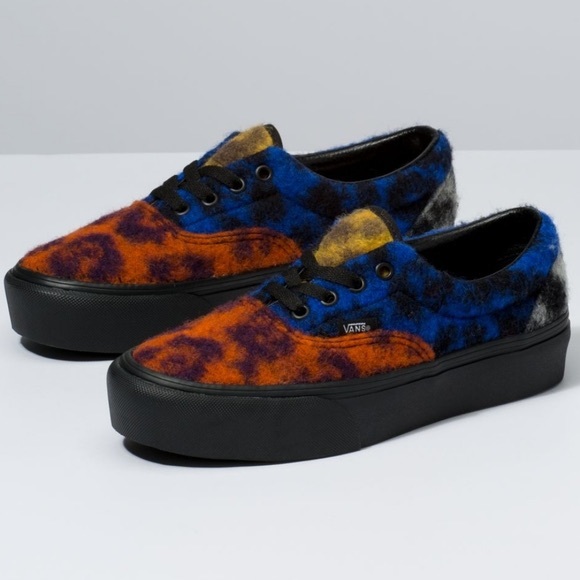 vans era mixed leopard platform sneaker